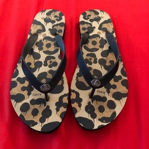 Coach Leopard Flip Flops